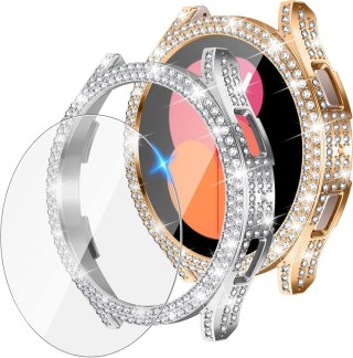 2x ETUI SAMSUNG GALAXY WATCH 5/4 44mm SRERBNE I ZŁOTE BŁYSZCZĄCE 2x SZKŁO