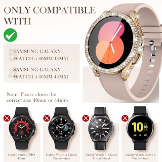 2x ETUI SAMSUNG GALAXY WATCH 5/4 44mm SRERBNE I ZŁOTE BŁYSZCZĄCE 2x SZKŁO