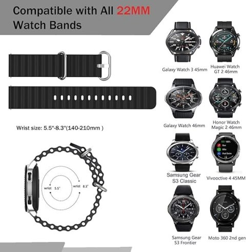 2x PASEK DO ZEGARKA CZARNY BIAŁY SILIKON Samsung Galaxy Watch 3 45mm 22mm 2x PASEK DO ZEGARKA CZARNY BIAŁY SILIKON Samsung Galaxy Watch 3 45mm 22mm