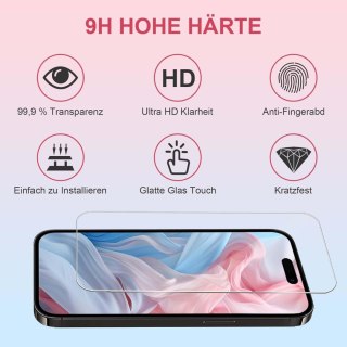 2X SZKŁO HARTOWANE APPLE IPHONE 15 PRO WYSOKA OCHRONA ŁATWY MONTAŻ SOLIDNE