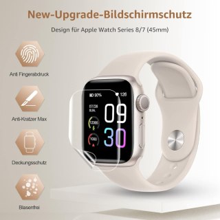 4x FOLIA OCHRONNA APPLE WATCH SERII 8 / 7 45MM WYSOKA OCHRONA WYTRZYMAŁA