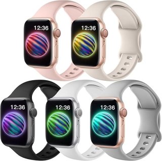 5x PASEK DO ZEGARKA APPLE WATCH 1/2/3/4/5/6/7/8/9/SE 38/40/41mm MIX SILIKON