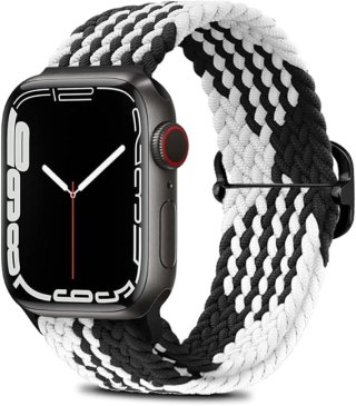 BRANSOLETA DO APPLE WATCH 42/44/45mm 1/2/3/4/5/6/7/8/9/10/SE CZARNO-BIAŁA