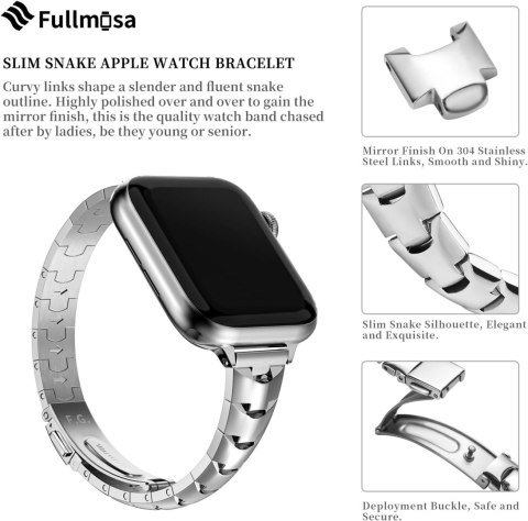 BRANSOLETA DO APPLE WATCH 4/5/6/7/8/9/10/SE 44/45/46/49mm SREBRNA STAL BRANSOLETA DO APPLE WATCH 4/5/6/7/8/9/10/SE 44/45/46/49mm SREBRNA STAL