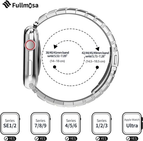 BRANSOLETA DO APPLE WATCH 4/5/6/7/8/9/10/SE 44/45/46/49mm SREBRNA STAL BRANSOLETA DO APPLE WATCH 4/5/6/7/8/9/10/SE 44/45/46/49mm SREBRNA STAL