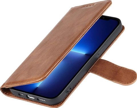 ETUI APPLE IPHONE 12/ 12 PRO BRĄZOWE IMITACJA SKÓTY Z KLAPKĄ SKŁADANE ETUI APPLE IPHONE 12/ 12 PRO BRĄZOWE IMITACJA SKÓTY Z KLAPKĄ SKŁADANE