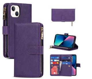ETUI APPLE IPHONE 13 FIOLETOWE PORTFEL NA ZAMEK ZAMYKANE MIEJSCE NA KARTY