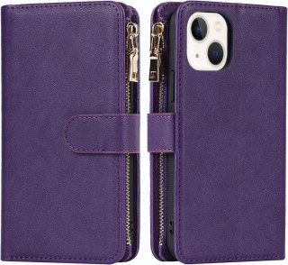 ETUI APPLE IPHONE 13 FIOLETOWE PORTFEL NA ZAMEK ZAMYKANE MIEJSCE NA KARTY