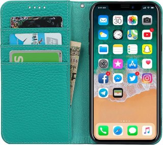 ETUI APPLE IPHONE 13 MINI ZIELONE IMITACJA SKÓRY ZAMYKANE Z KLAPKĄ OCHRONNE