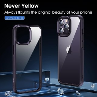 ETUI APPLE IPHONE 14 PRO PRZEZROCZYSTE FIOLETOWA RAMKA PLECKI OCHRONNE