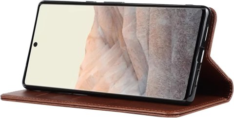ETUI GOOGLE PIXEL 6 PRO BRĄZOWE IMITACJA SKÓRY ZAMYKANE Z KLAPKĄ SOLIDNE