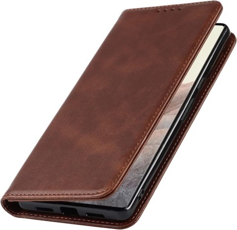 ETUI GOOGLE PIXEL 6 PRO BRĄZOWE IMITACJA SKÓRY ZAMYKANE Z KLAPKĄ SOLIDNE