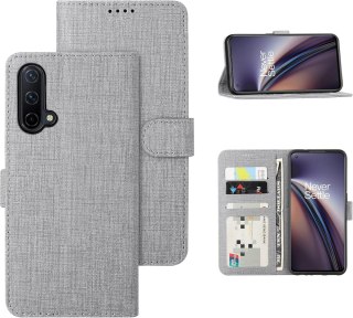 ETUI ONEPLUS NORD CE 5G SZARE ZAMYKANE Z KLAPKĄ MIEJSCE NA KARTY SOLIDNE