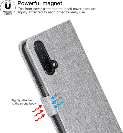 ETUI ONEPLUS NORD CE 5G SZARE ZAMYKANE Z KLAPKĄ MIEJSCE NA KARTY SOLIDNE