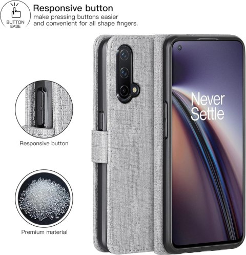 ETUI ONEPLUS NORD CE 5G SZARE ZAMYKANE Z KLAPKĄ MIEJSCE NA KARTY SOLIDNE