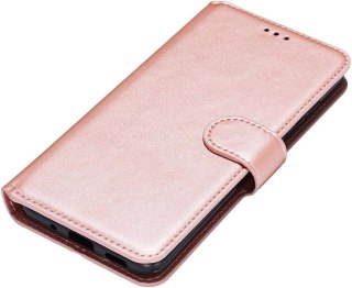 ETUI SAMSUNG GALAXY A12 RÓŻOWE JASNE BŁYSZCZĄCE ZAMYKANE Z KLAPKĄ SOLIDNE