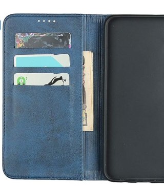 ETUI SAMSUNG GALAXY S21 ULTRA CIEMNE NIEBIESKIE IMITACJA SKÓRY ZAMYKANE