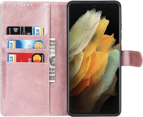 ETUI SAMSUNG GALAXY S21 ULTRA RÓŻOWE IMITACJA SKÓRY MIEJSCE NA KARTY KLAPKA ETUI SAMSUNG GALAXY S21 ULTRA RÓŻOWE IMITACJA SKÓRY MIEJSCE NA KARTY KLAPKA