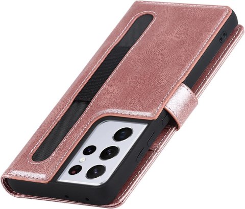 ETUI SAMSUNG GALAXY S21 ULTRA RÓŻOWE IMITACJA SKÓRY MIEJSCE NA KARTY KLAPKA ETUI SAMSUNG GALAXY S21 ULTRA RÓŻOWE IMITACJA SKÓRY MIEJSCE NA KARTY KLAPKA
