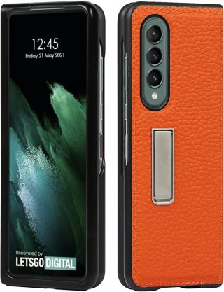 ETUI SAMSUNG GALAXY Z FOLD 3 POMARAŃCZOWE IMITACJA SKÓRY OCHRONNE PODSTAWKA