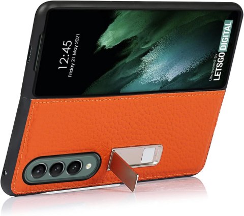 ETUI SAMSUNG GALAXY Z FOLD 3 POMARAŃCZOWE IMITACJA SKÓRY OCHRONNE PODSTAWKA ETUI SAMSUNG GALAXY Z FOLD 3 POMARAŃCZOWE IMITACJA SKÓRY OCHRONNE PODSTAWKA