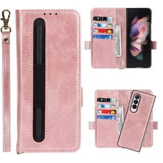 ETUI SAMSUNG GALAXY Z FOLD 3 RÓŻOWE ZAMYKANE Z KLAPKĄ MIEJSCE NA KARTY