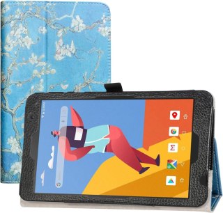 ETUI TABLET VANKYO MATRIXPAD S8 NIEBIESKIE GAŁĘZIE BIAŁE KWIATY PRZYRODA