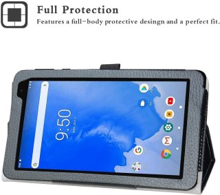 ETUI TABLET WINNOVO T7 PRO CZARNE DON'T TOUCH ME NAPIS MINKA ZAMYKANE