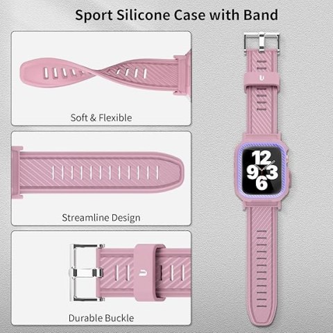 ETUI Z PASKIEM DO ZEGARKA APPLE WATCH 1/2/3/4/5/6/7/8/9/SE 38/40/41mm RÓŻ