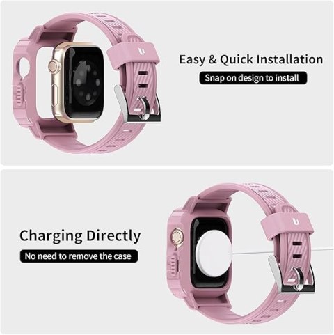 ETUI Z PASKIEM DO ZEGARKA APPLE WATCH 1/2/3/4/5/6/7/8/9/SE 38/40/41mm RÓŻ