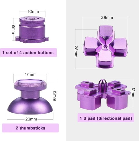 NAKŁADKI PRZYCISKI DO KONTROLERA PS4 METALOWE ALUMINIOWE FIOLETOWE ZESTAW NAKŁADKI PRZYCISKI DO KONTROLERA PS4 METALOWE ALUMINIOWE FIOLETOWE ZESTAW