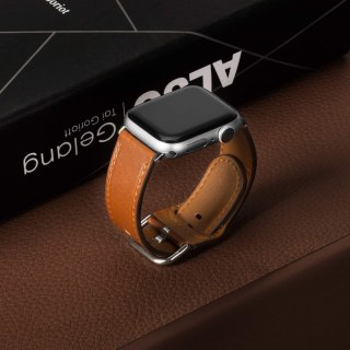 PASEK DO APPLE WATCH 1/2/3/4/5/6/7/8/9/SE 38/40/41mm BRĄZOWY SKÓRA