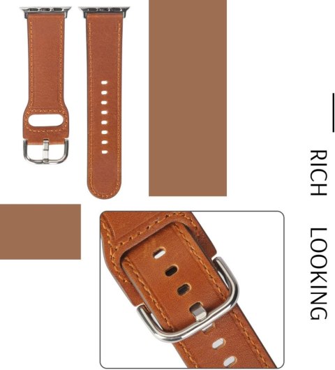 PASEK DO APPLE WATCH 1/2/3/4/5/6/7/8/9/SE 38/40/41mm BRĄZOWY SKÓRA PASEK DO APPLE WATCH 1/2/3/4/5/6/7/8/9/SE 38/40/41mm BRĄZOWY SKÓRA