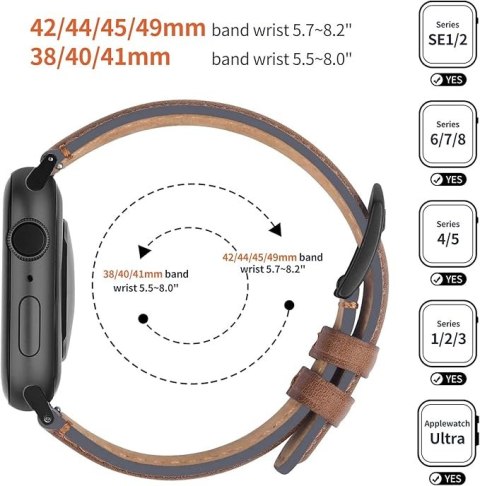 PASEK DO ZEGARKA APPLE WATCH 1/2/3/4/5/6/7/8/9/10/SE 42/44/45 BRĄZOWY SKÓRA PASEK DO ZEGARKA APPLE WATCH 1/2/3/4/5/6/7/8/9/10/SE 42/44/45 BRĄZOWY SKÓRA