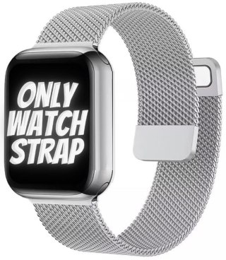 PASEK DO ZEGARKA APPLE WATCH 1/2/3/4/5/6/7/8/9/10/SE 42/44/45 SREBRNY STAL