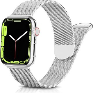 PASEK DO ZEGARKA APPLE WATCH 1/2/3/4/5/6/7/8/9/10/SE 42/44/45 SREBRNY STAL