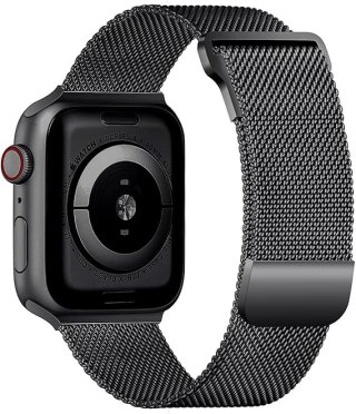 PASEK DO ZEGARKA APPLE WATCH 1/2/3/4/5/6/7/8/9/SE 38/40/41mm CZARNY STAL