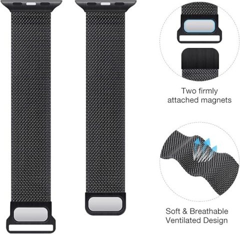 PASEK DO ZEGARKA APPLE WATCH 1/2/3/4/5/6/7/8/9/SE 38/40/41mm CZARNY STAL PASEK DO ZEGARKA APPLE WATCH 1/2/3/4/5/6/7/8/9/SE 38/40/41mm CZARNY STAL