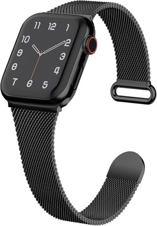 PASEK DO ZEGARKA APPLE WATCH 1/2/3/4/5/6/7/8/9/SE 38/40/41mm CZARNY STAL