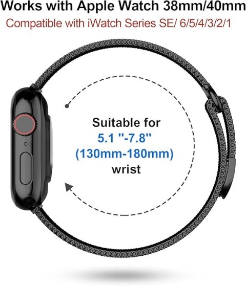 PASEK DO ZEGARKA APPLE WATCH 1/2/3/4/5/6/7/8/9/SE 38/40/41mm CZARNY STAL PASEK DO ZEGARKA APPLE WATCH 1/2/3/4/5/6/7/8/9/SE 38/40/41mm CZARNY STAL