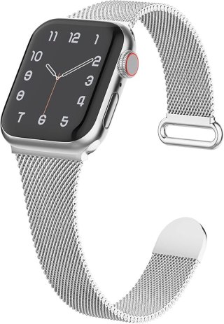 PASEK DO ZEGARKA APPLE WATCH 1/2/3/4/5/6/7/8/9/SE 38/40/41mm SREBRNY STAL