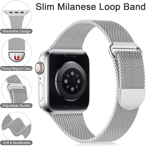 PASEK DO ZEGARKA APPLE WATCH 1/2/3/4/5/6/7/8/9/SE 38/40/41mm SREBRNY STAL PASEK DO ZEGARKA APPLE WATCH 1/2/3/4/5/6/7/8/9/SE 38/40/41mm SREBRNY STAL