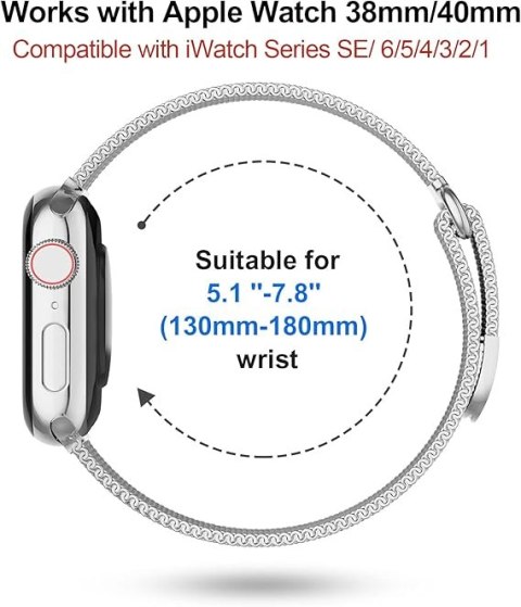 PASEK DO ZEGARKA APPLE WATCH 1/2/3/4/5/6/7/8/9/SE 38/40/41mm SREBRNY STAL PASEK DO ZEGARKA APPLE WATCH 1/2/3/4/5/6/7/8/9/SE 38/40/41mm SREBRNY STAL