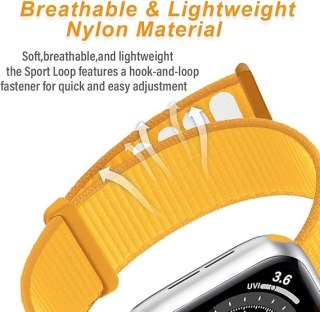 PASEK DO ZEGARKA APPLE WATCH 38/40/41mm 1/2/3/4/5/6/7/8/9/SE ŻÓŁTY NYLONOWY
