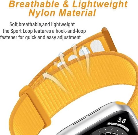 PASEK DO ZEGARKA APPLE WATCH 38/40/41mm 1/2/3/4/5/6/7/8/9/SE ŻÓŁTY NYLONOWY PASEK DO ZEGARKA APPLE WATCH 38/40/41mm 1/2/3/4/5/6/7/8/9/SE ŻÓŁTY NYLONOWY
