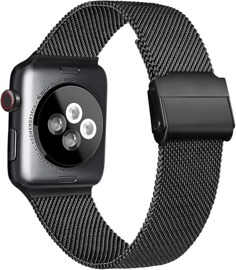 PASEK DO ZEGARKA APPLE WATCH 42/44/45mm 1/2/3/4/5/6/7/8/9/10/SE CZARNY STAL