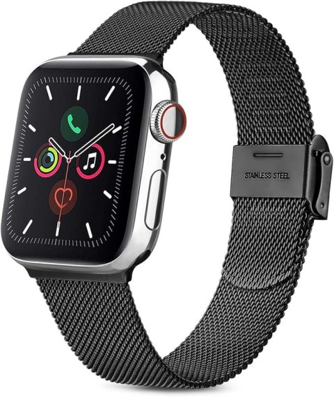 PASEK DO ZEGARKA APPLE WATCH 42/44/45mm 1/2/3/4/5/6/7/8/9/10/SE CZARNY STAL