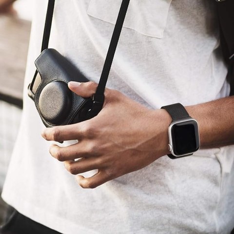 PASEK DO ZEGARKA APPLE WATCH 42/44/45mm 1/2/3/4/5/6/7/8/9/10/SE CZARNY STAL