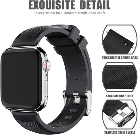 PASEK DO ZEGARKA APPLE WATCH 4/5/6/7/8/9/10/SE 44/45/46/49 CZARNY SILIKON PASEK DO ZEGARKA APPLE WATCH 4/5/6/7/8/9/10/SE 44/45/46/49 CZARNY SILIKON