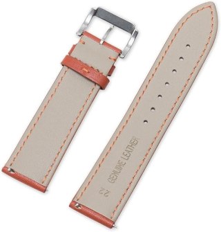 PASEK DO ZEGARKA BRĄZOWY SKÓRA CIELĘCA UNIWERSALNY SREBRNA KLAMRA 22mm